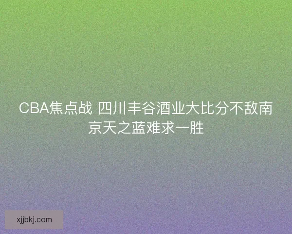 CBA焦点战 四川丰谷酒业大比分不敌南京天之蓝难求一胜